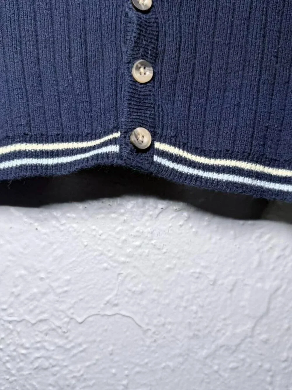 VTG The Childrens Place Navy Blue Ribbed Knit Cardigan Sweater 3-6M 90s